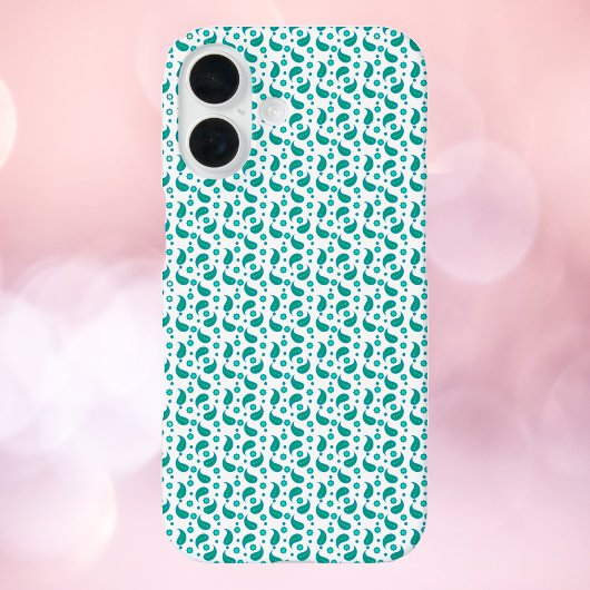 Coques Case-Mate iPhone Teal Blue Green Paisley Floral Seamless Pattern