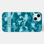 Coques Case-Mate iPhone Teal Camouflage Personalized (Verso (horizontal))