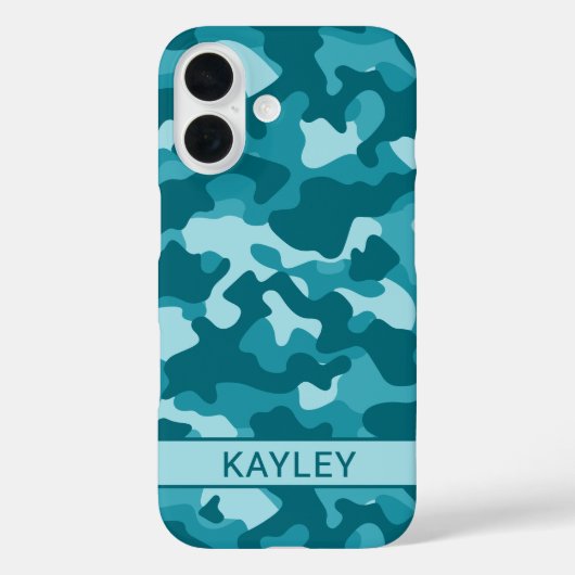 Coques Case-Mate iPhone Teal Camouflage Personalized (Verso)