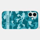 Coques Case-Mate iPhone Teal Camouflage Personalized (Verso (horizontal))