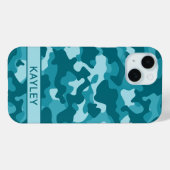 Coques Case-Mate iPhone Teal Camouflage Personalized (Verso (horizontal))