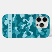 Coques Case-Mate iPhone Teal Camouflage Personalized (Verso (horizontal))