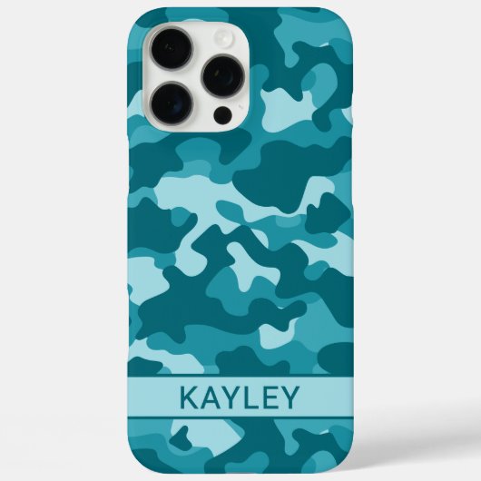 Coques Case-Mate iPhone Teal Camouflage Personalized (Verso)