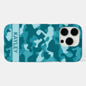 Coques Case-Mate iPhone Teal Camouflage Personalized (Verso (horizontal))