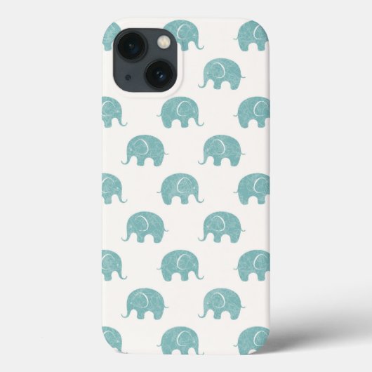 Coques Case-Mate iPhone Teal Cute Elephant Pattern (Verso)