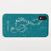 Coques Case-Mate iPhone Teal et notes blanches de musique de clef triple (Dos (Horizontal))