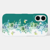 Coques Case-Mate iPhone Teal Green Butterfly Floral Phone Case (Verso (horizontal))