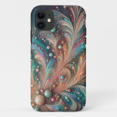 Coques Case-Mate iPhone Teal Iridescent Et Paillettes Bling Peach (Dos)