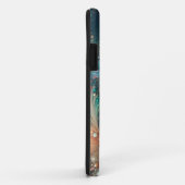 Coques Case-Mate iPhone Teal Iridescent Et Paillettes Bling Peach (Dos/Droite)