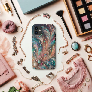 Case-Mate iPhone Case Teal Iridescent Et Paillettes Bling Peach