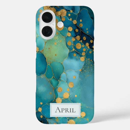 Coques Case-Mate iPhone Teal, Turquoise & Gold Marble  (Verso)