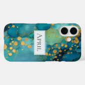 Coques Case-Mate iPhone Teal, Turquoise & Gold Marble (Verso (horizontal))