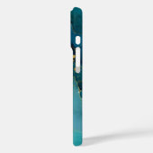 Coques Case-Mate iPhone Teal, Turquoise & Gold Marble (Verso / Gauche)