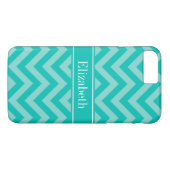 Coques Case-Mate iPhone Teal Turquoise LG Chevron Teal Name monogram (Dos (Horizontal))