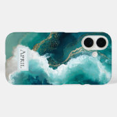 Coques Case-Mate iPhone Teal, White & Gold Marble Case-Mate iPhone Case (Verso (horizontal))
