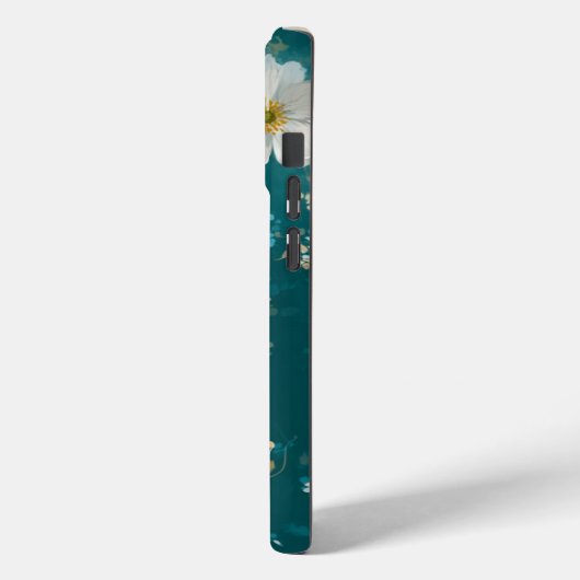 Coques Case-Mate iPhone Teal With Soft White Blossoms  (Verso / Gauche)