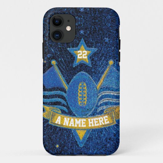 Coques Case-Mate iPhone Team Sports Blue & Gold Parties scintillant Colleg (Dos)