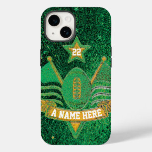 Coque Pour iPhone 14 Team Sports Green & Gold Parties scintillant Colle