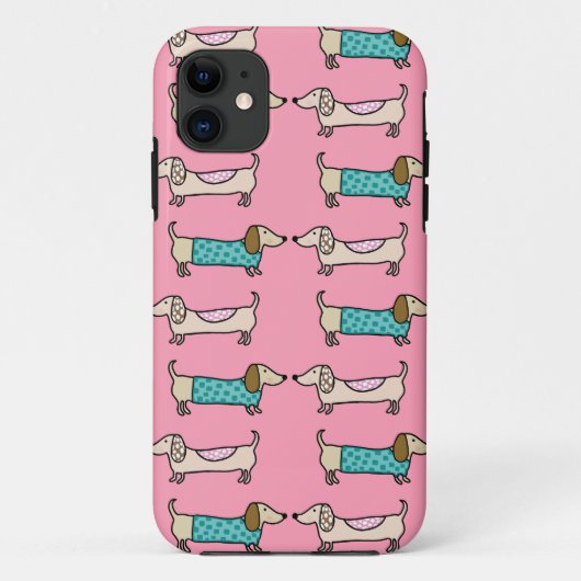 Coques Case-Mate iPhone Teckels dans l'amour rose (Dos)