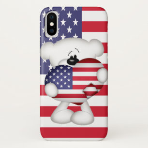Case-Mate iPhone Case Teddy Bear et Big USA Flag Heart