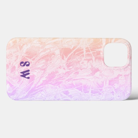 Coques Case-Mate iPhone Teint | Monogramme rose pastel (Verso (horizontal))
