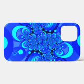 Coques Case-Mate iPhone Teintes bleues, initiales d'art fractal abstrait m (Verso (horizontal))
