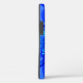 Coques Case-Mate iPhone Teintes bleues, initiales d'art fractal abstrait m (Verso / Droite)