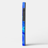 Coques Case-Mate iPhone Teintes bleues, initiales d'art fractal abstrait m (Verso / Gauche)
