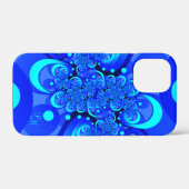 Coques Case-Mate iPhone Teintes bleues, initiales d'art fractal abstrait m (Verso (horizontal))