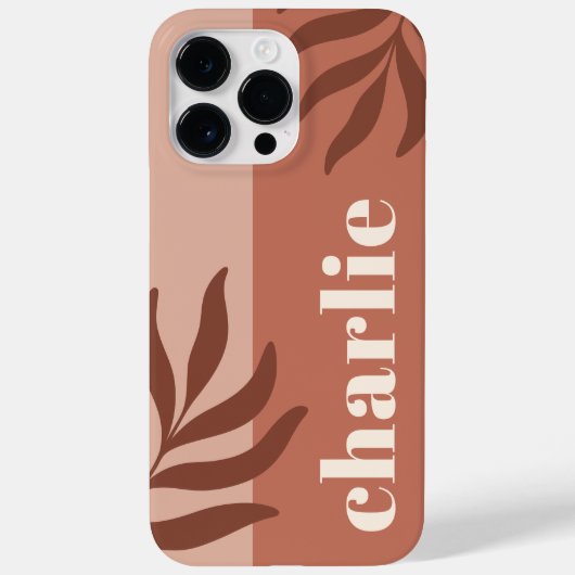 Coques Case-Mate iPhone teintes en terre cuite moderne nom vertical botani (Verso)
