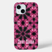 Coques Case-Mate iPhone Teinture à cravate rose et noire nom personnalisé (Verso)