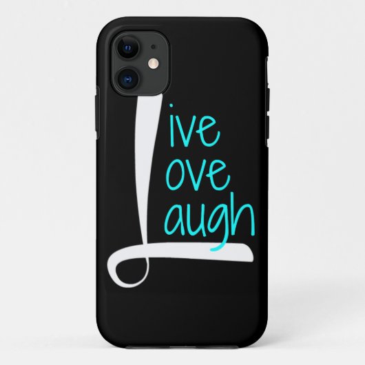 Coques Case-Mate iPhone Téléphone, blanc et Aqua vivants de rire d'amour (Dos)