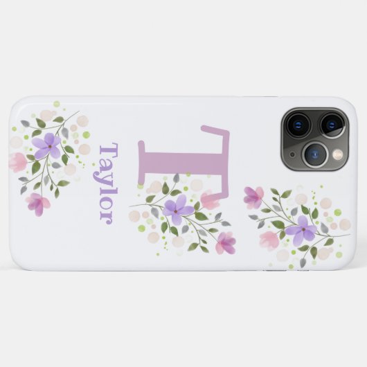 Coques Case-Mate iPhone Téléphone Boîtier Initial Plus Nom & Fleurs Design (Dos (Horizontal))