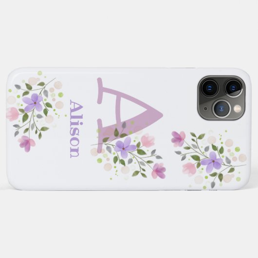 Coques Case-Mate iPhone Téléphone Boîtier Initial Plus Nom & Fleurs Design (Dos (Horizontal))