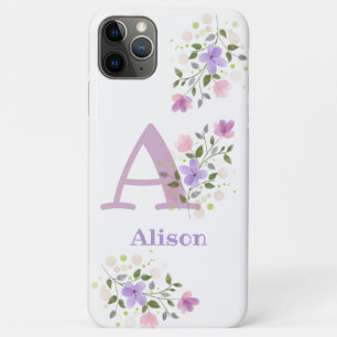 Case-Mate iPhone Case Téléphone Boîtier Initial Plus Nom & Fleurs Design