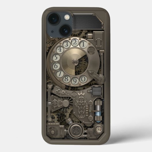 Coques Case-Mate iPhone Téléphone en métal rotatif Steampunk. Coque. (Verso)