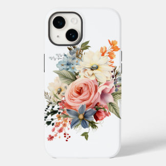 Coque Pour iPhone 14  Téléphone pochet blanc avec un bouquet de roses