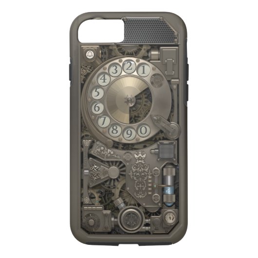 Coques Case-Mate iPhone Téléphone rotatoire en métal de Steampunk. Cas (Dos)
