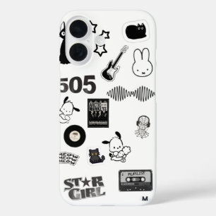 Coques iPhone 16 téléphone y2k noir et blanc