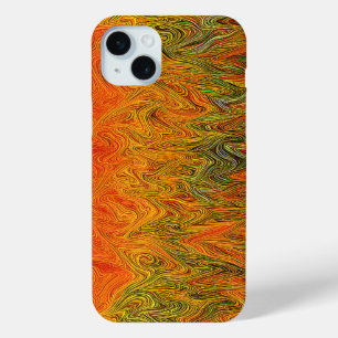 Coque iPhone 15 Mini "Tempête neurale" Orange jaune Abstrait