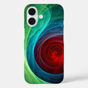 Coques iPhone 16 Tempête rouge Floral Art moderne Abstrait Motif co