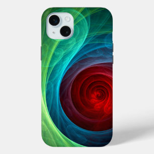 Coque iPhone 15 Mini Tempête rouge Floral Art moderne Abstrait Motif co