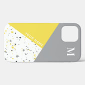 Coques Case-Mate iPhone Tendance Gray Gray Jaune Terrazzo Monogramme (Verso (horizontal))