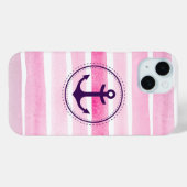 Coques Case-Mate iPhone Tendance rose blanc aquarelles violet Ancre (Verso (horizontal))