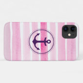 Coques Case-Mate iPhone Tendance rose blanc aquarelles violet Ancre (Dos (Horizontal))