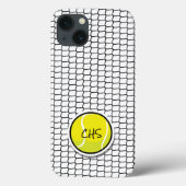 Coques Case-Mate iPhone Tennis Bal Jaune Black Net Initiales École Amour (Verso)