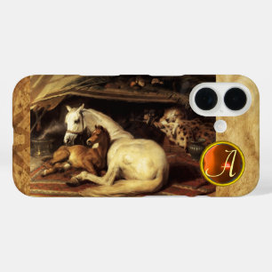 Coques iPhone 16 TENTE ARABE AVEC HORSE Orange Agate Gem Monogram