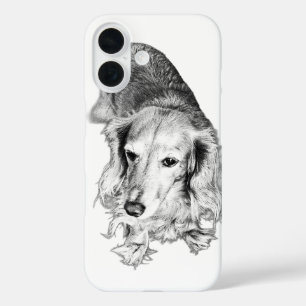 Coques iPhone 16 Tenue avec une force tranquille – Dachshund à poil