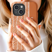 Coques Case-Mate iPhone Terracotta Et Herringbone Blanc Nom personnalisé