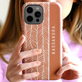 Coques Case-Mate iPhone Terracotta Et Herringbone Blanc Nom personnalisé